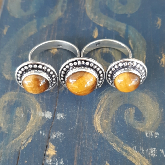 New Tigers Eye Double 925 Silver Knuckle Ring. - Picture 7 of 7